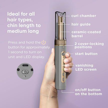 Conair CR520C Curl Secret Cordless Mini Auto Curler -Rechargeable Cordless Technology- All Hair Types - Short to Medium Hair Lengths produces defined, loose, or wavy curls - Dual Voltage Adapter
