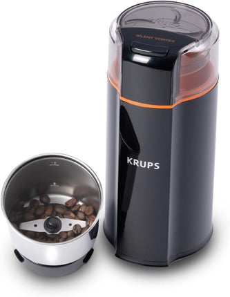 Krups GX332850 Silent Vortex 3-in-1 Grinder for Coffee, Spices, and Dry Herbs, Compact Design, 12 Cups drip Coffee, Black - Small