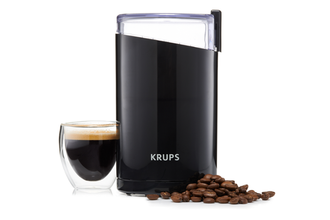 Krups Fast Touch Electric Coffee and Spice Grinder with Stainless Steel Blades, F2034251, Black