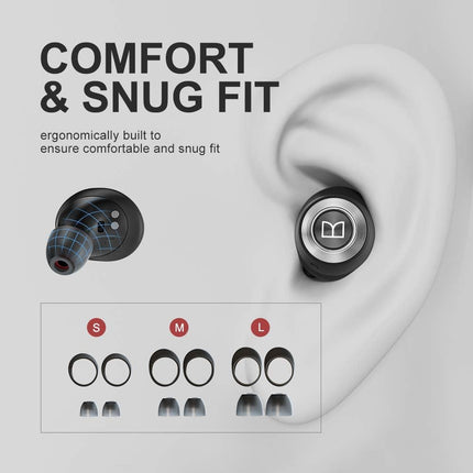 Écouteurs sans fil Monster Achieve 100 AirLinks, charge ultra rapide, écouteurs stéréo intra-auriculaires Bluetooth 5.0 avec étui de chargement USB-C, micro intégré pour des appels clairs, conception résistante à l'eau pour le sport.