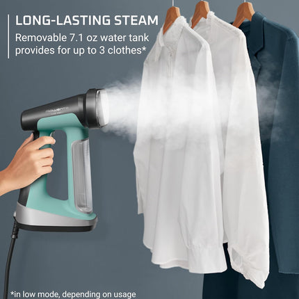 Long lasting steam with removable 7.1 oz water tank