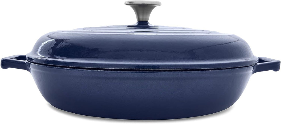 T-fal Cocotte émaillée en fonte 3,5 litres pour four à induction, passe au gril, casseroles et poêles 500 F, ustensiles de cuisine bleu