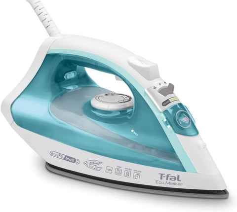 T-fal Ecomaster Fer à Vapeur à Semelle Céramique pour Vêtements Écologique avec Gâchette Vapeur 1400 Watts Repassage, Vapeur Programmable FV1742U0, Bleu