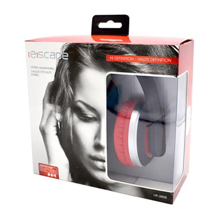 Escape HF3868 Full Dimension Stereo Headphones - Red and Black (HF3868)