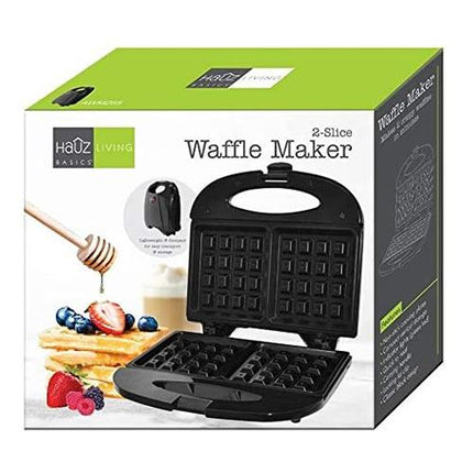 Hauz 2-Slice Waffle Maker with Non-Stick Plates - Black (AWM265)