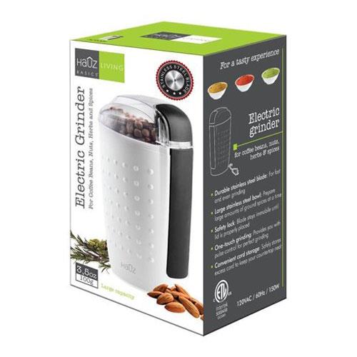Hauz ACG326 3.5oz 100g Electric Grinder for Coffee Beans Nuts Herbs and Spices - White (ACG326)