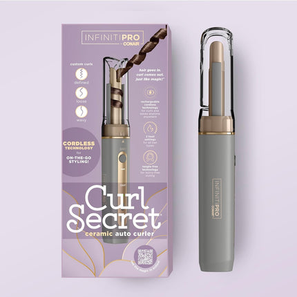 Conair CR520C Curl Secret Cordless Mini Auto Curler -Rechargeable Cordless Technology- All Hair Types - Short to Medium Hair Lengths produces defined, loose, or wavy curls - Dual Voltage Adapter