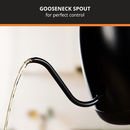KRUPS Electric Kettle, Café Control Stainless Steel, Gooseneck Kettle, 1 Liter, 60 minute keep-warm, Electric Tea Kettle, sleek modern design Black