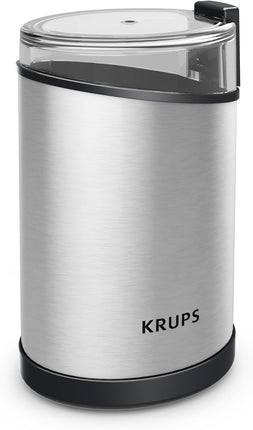 Krups Coffee Grinder, Fast-Touch, 3oz, 85g Bean Hopper - Easy to Use, One Touch Operation - 200 Watts - Espresso Grinder, Spice Grinder, 2 to 12 Cup Coffee Bean Grinder, Silver