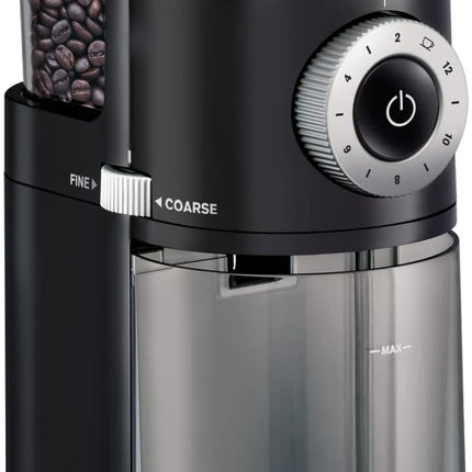 Moulin à meules plates en acier inoxydable de précision Krups 8 oz, 32 tasses Réservoir à grains 12 moutures de fine à grossière 110 watts Récipient amovible, goutte à goutte, presse, expresso, infusion à froid, 2,12 tasses de café moulu Noir 