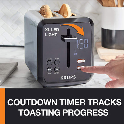 KRUPS KH320D50 My Memory Digital Stainless Steel Toaster, 7 Browning Level with personalized setting, Black