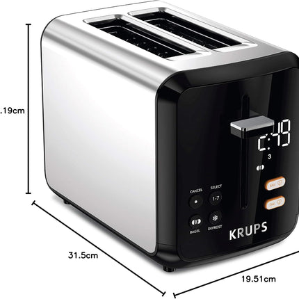 KRUPS KH320D50 My Memory Digital Stainless Steel Toaster, 7 Browning Level with personalized setting, Black