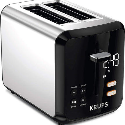 KRUPS KH320D50 My Memory Digital Stainless Steel Toaster, 7 Browning Level with personalized setting, Black