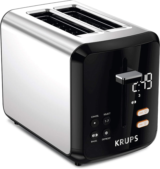 KRUPS KH320D50 My Memory Digital Stainless Steel Toaster, 7 Browning Level with personalized setting, Black