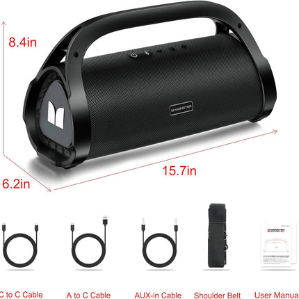 Monster Adventurer Max Wireless Bluetooth Speaker, Loud Speakers with Double Subwoofer