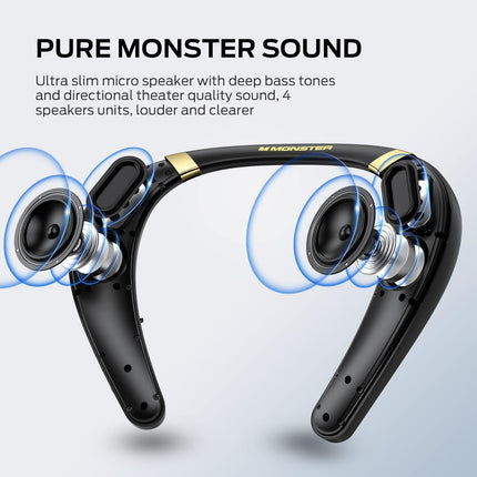 Monster Boomerang Neckband Bluetooth Speaker, Wireless Neck Speaker, Lightweight Wearable Speaker