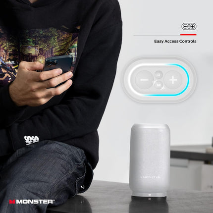 Monster DNA Max Portable Bluetooth Speaker, Wireless Loud Portable Speaker with 360 Omnidirectional Bass Sound, White