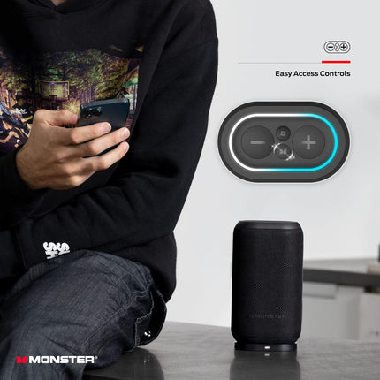 Monster DNA Max Haut-parleur Bluetooth portable sans fil avec basses omnidirectionnelles à 360 ° Noir 