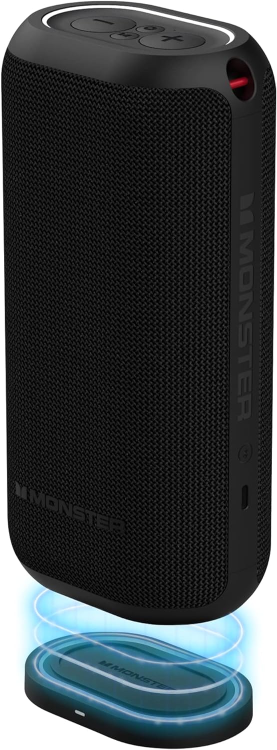 Monster DNA Max Portable Bluetooth Speaker, Wireless Loud Portable Speaker with 360 Omnidirectional Bass Sound, Black