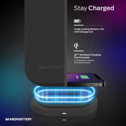 Monster DNA Max Haut-parleur Bluetooth portable sans fil avec basses omnidirectionnelles à 360 ° Noir 