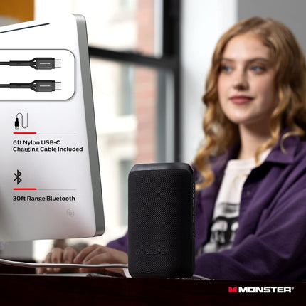 Monster DNA Max Haut-parleur Bluetooth portable sans fil avec basses omnidirectionnelles à 360 ° Noir 