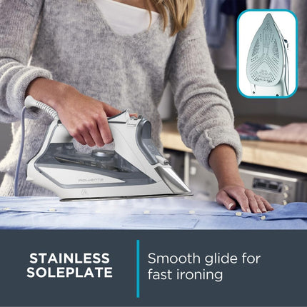 Rowenta Focus Excel DW5280U1,Professional, Stainless Steel Soleplate Steam Iron for Clothes Standard, Powerful steam Blast, Leakproof, Lighweight, 1725 Watts Portable, Ironing, Blue