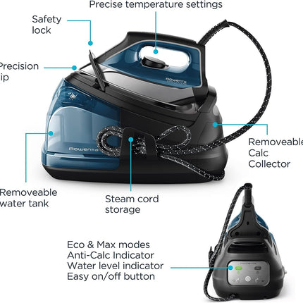 Rowenta Perfect Steam Pro DG8624U1, Stainless Steel Soleplate Professional Steam Station, 1800 Watts Iron,Garment Steamer