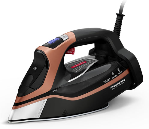 Rowenta SteamForce Pro Garment Steam Iron, 400 hole, Stainless Steel Soleplate, Variable Steam Control, DW9540U1, Black/Copper