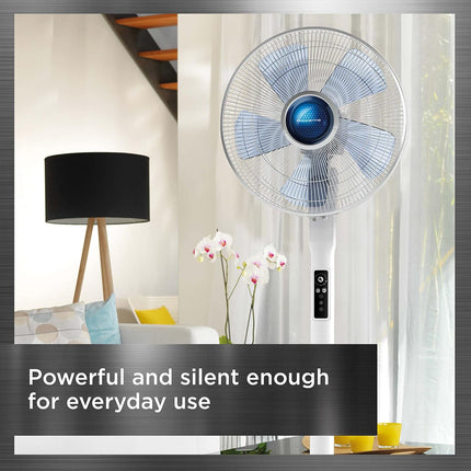 Rowenta Turbo Silence Extreme+ Stand Fan, Powerful, Remote Control, Auto-Off Timer, Automatic Oscillation, Model VU5870U1, White
