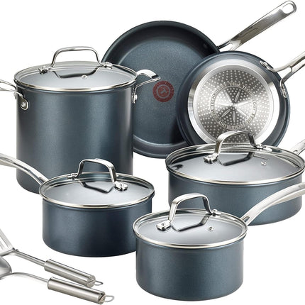 T-fal Unlimited Cookware Set with Durable, Platinum Nonstick Coating, 12 Piece, Gray, E104SC64