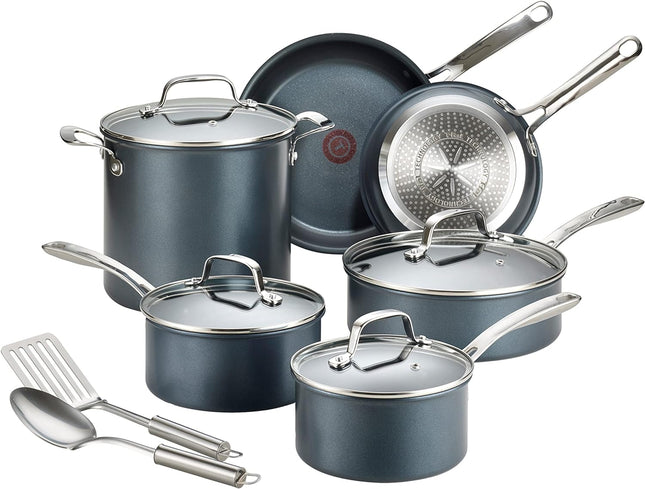 T-fal Unlimited Cookware Set with Durable, Platinum Nonstick Coating, 12 Piece, Gray, E104SC64