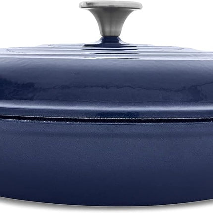 T-fal Cast Iron Enameled Casserole Dish 3.5 Quart Induction Oven Broiler Safe 500F Pots and Pans, Cookware Blue