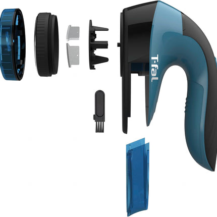 T-fal Portable Lint Remover Shaver with Adjustable Shave Height, Fabric Defuzzer, Travel-Sized,JB1011Q0, Blue