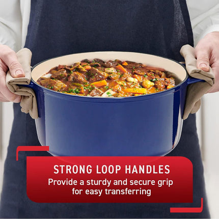 T-fal Enameled Cast Iron Round Dutch Oven with Lid, 6 quart, Blue, E2472664