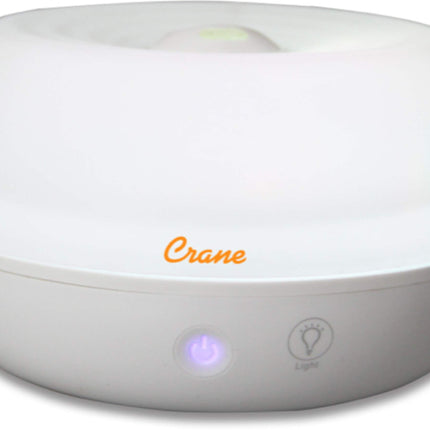 Crane EE-5951AD Ultrasonic Cool Mist Air Humidifier & Essential Oil Diffuser with Light, Whisper Quiet, White, 0.8-L
