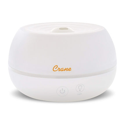 Crane EE-5951AD Ultrasonic Cool Mist Air Humidifier & Essential Oil Diffuser with Light, Whisper Quiet, White, 0.8-L