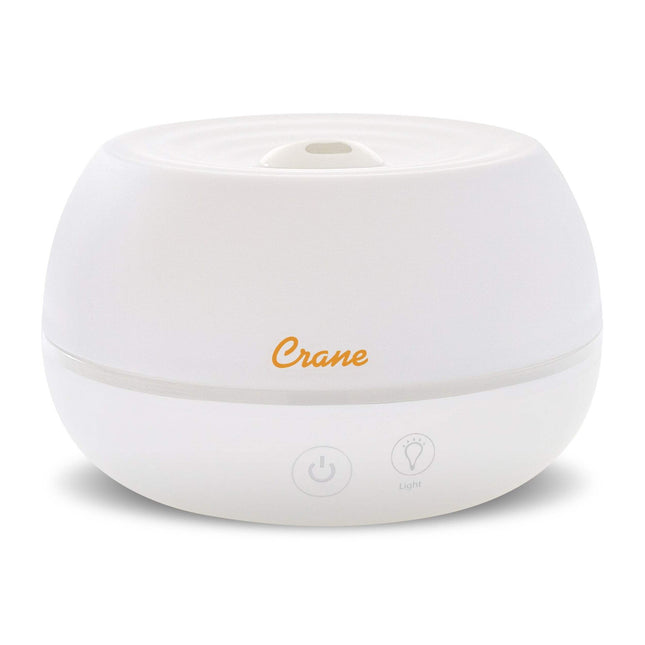 Crane EE-5951AD Ultrasonic Cool Mist Air Humidifier & Essential Oil Diffuser with Light, Whisper Quiet, White, 0.8-L