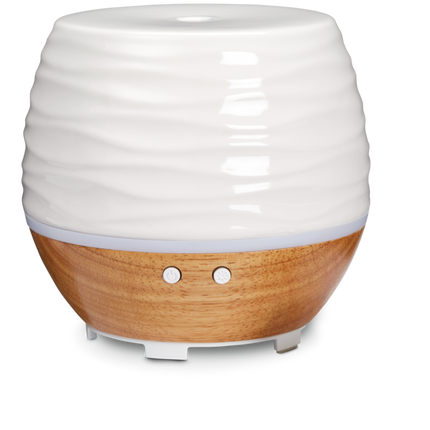 Ellia Ascend Ceramic Aromatherapy Diffuser Set with Light, White