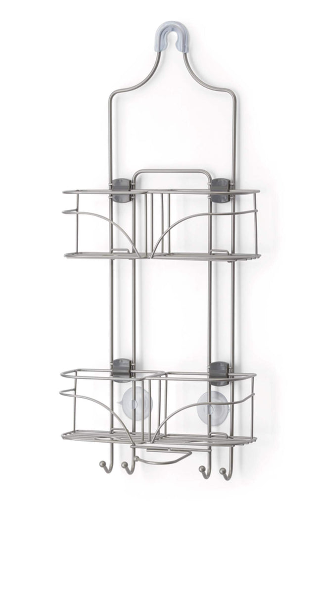 For Living Rust-Resistant Basket Shower Caddy, with Hook, Nickel