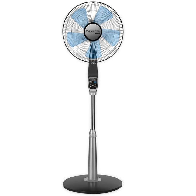 Rowenta VU5670 Turbo silence Stand Fan Oscillating Fan with Remote Control, Standing Fan, 5-speed, Silver
