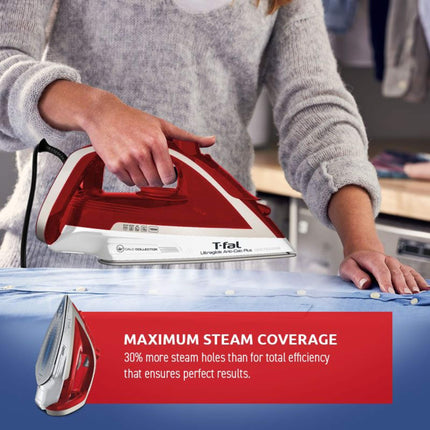T-Fal FV5876 Ultraglide Plus with Anticalc Steam Iron – Red with Anticalc
