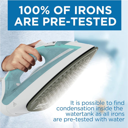 T-fal Ecomaster Ceramic Soleplate Steam Iron for Clothes Eco-Friendly with Steam Trigger 1400 Watts Ironing, Programmable Steaming FV1742U0, Blue