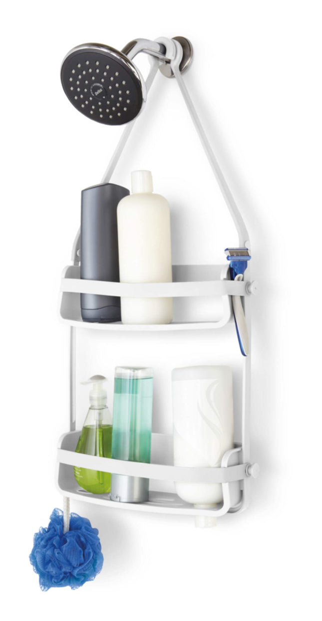 Umbra Flex Rust-Resistant Mountable Shower Caddy, with Hook, White